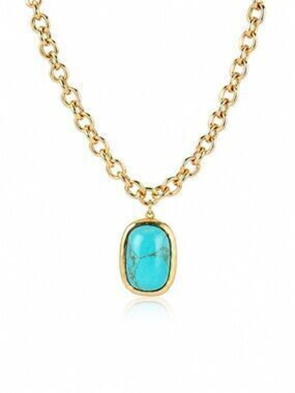 Italian Design Gold Chain Necklace with Turquoise Pendant